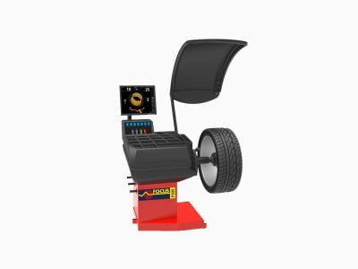 Hjulbalanseringsmaskin med display och däck