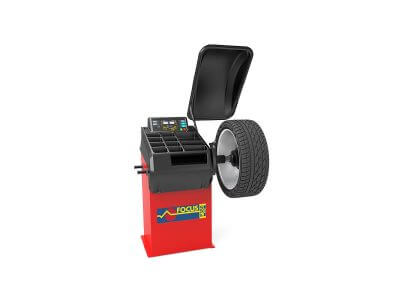 Däckbalanseringsmaskin med modernt gränssnitt.