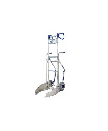 Vikbar handtruck med blå handtag och hjul