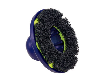 Rengöringsskiva för trädgårdsredskap, svart och grönt.