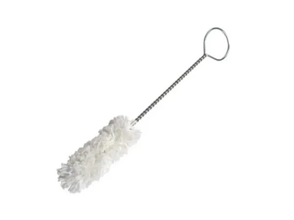 Vit flaskborste med metallhandtag
