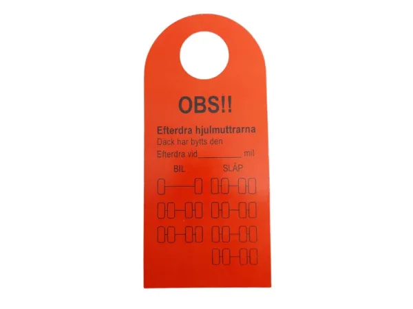Orange skylt med text om efterdragningskontroll.
