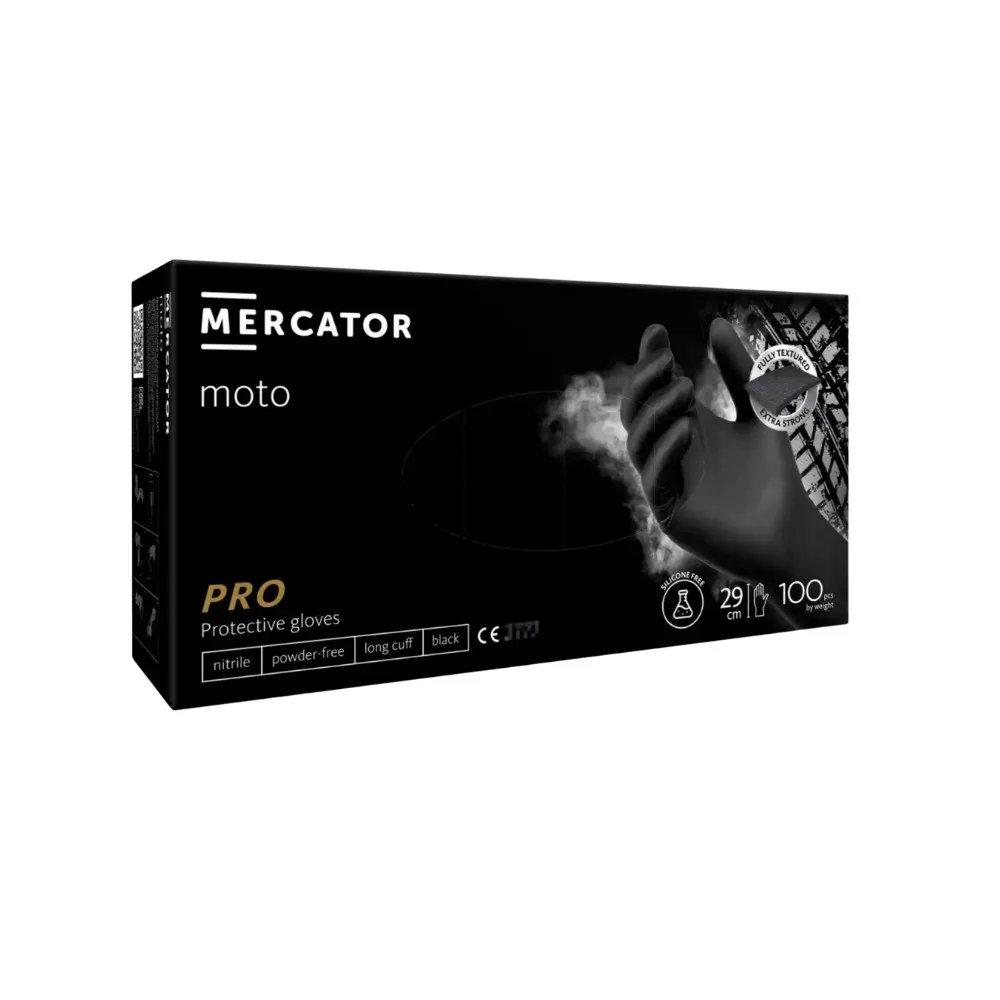Mercator Moto Black svarta nitrilhandskar för bilverkstad och däckverkstad